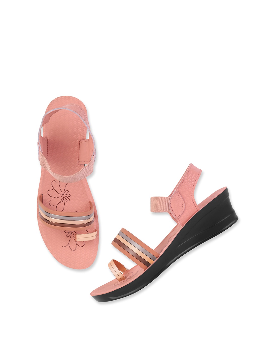 

PENNEN Women Open Toe Flats, Peach