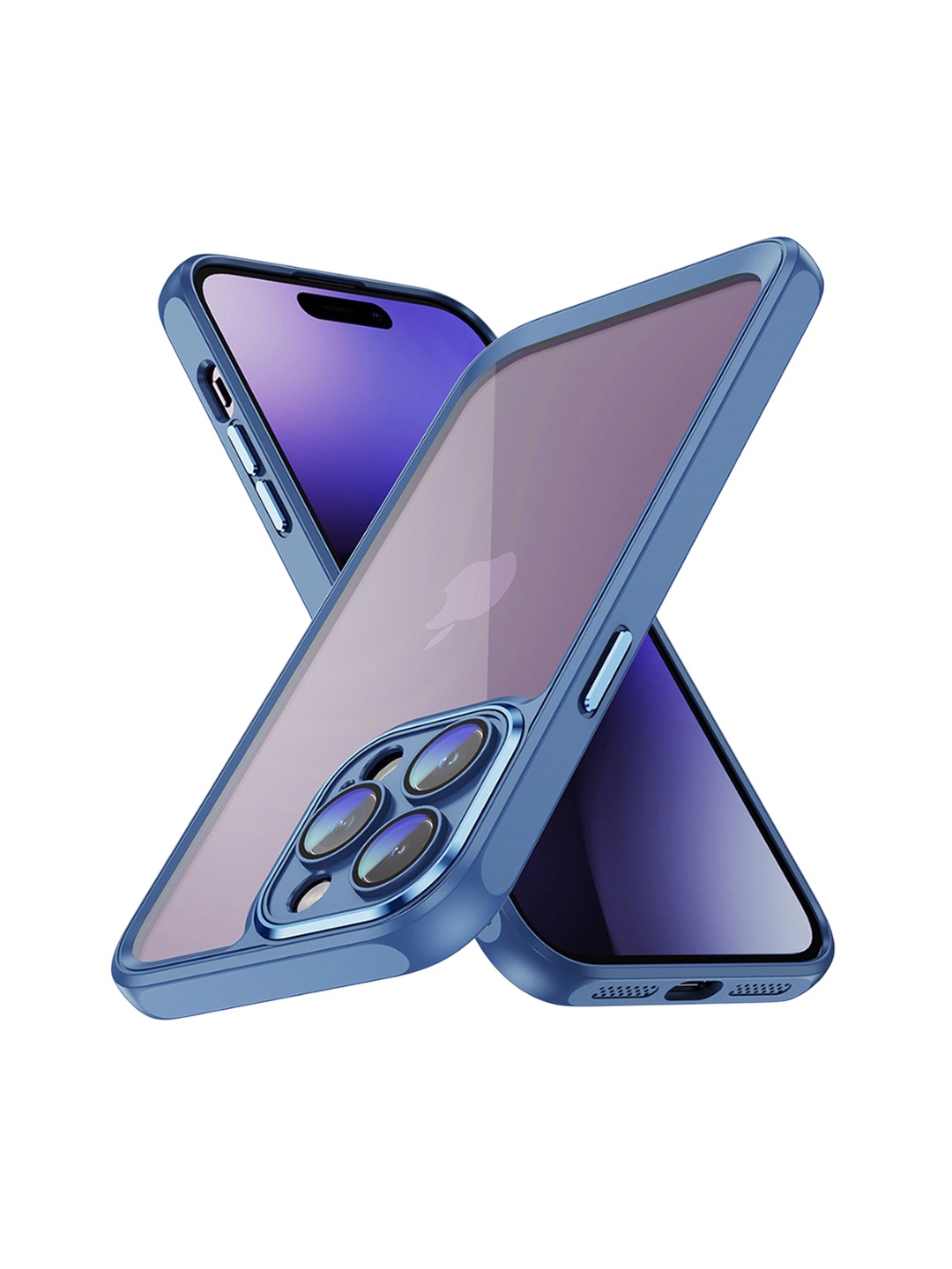 

QRIOH Solid Printed iPhone 14 Pro Back Case Mobile Accessories, Blue