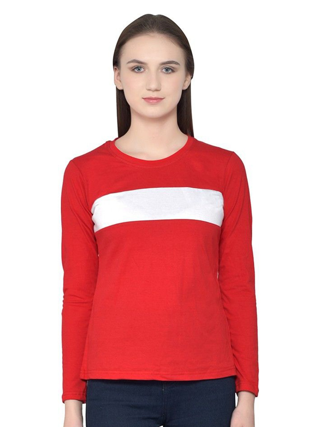 

BEYOU FASHION Women Colourblocked Slim Fit T-shirt, Red