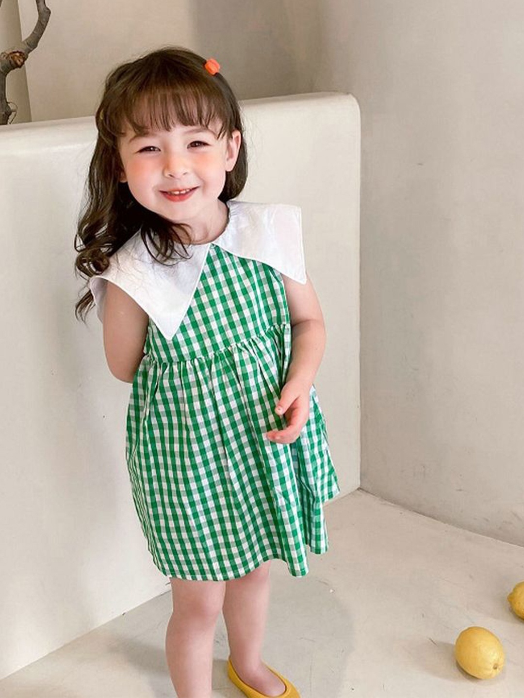 

LULU & SKY Checked A-Line Dress, Green