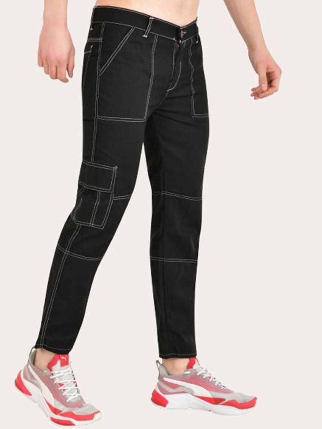 

COMFITS Men Classic Low Distress Stretchable Jeans, Black