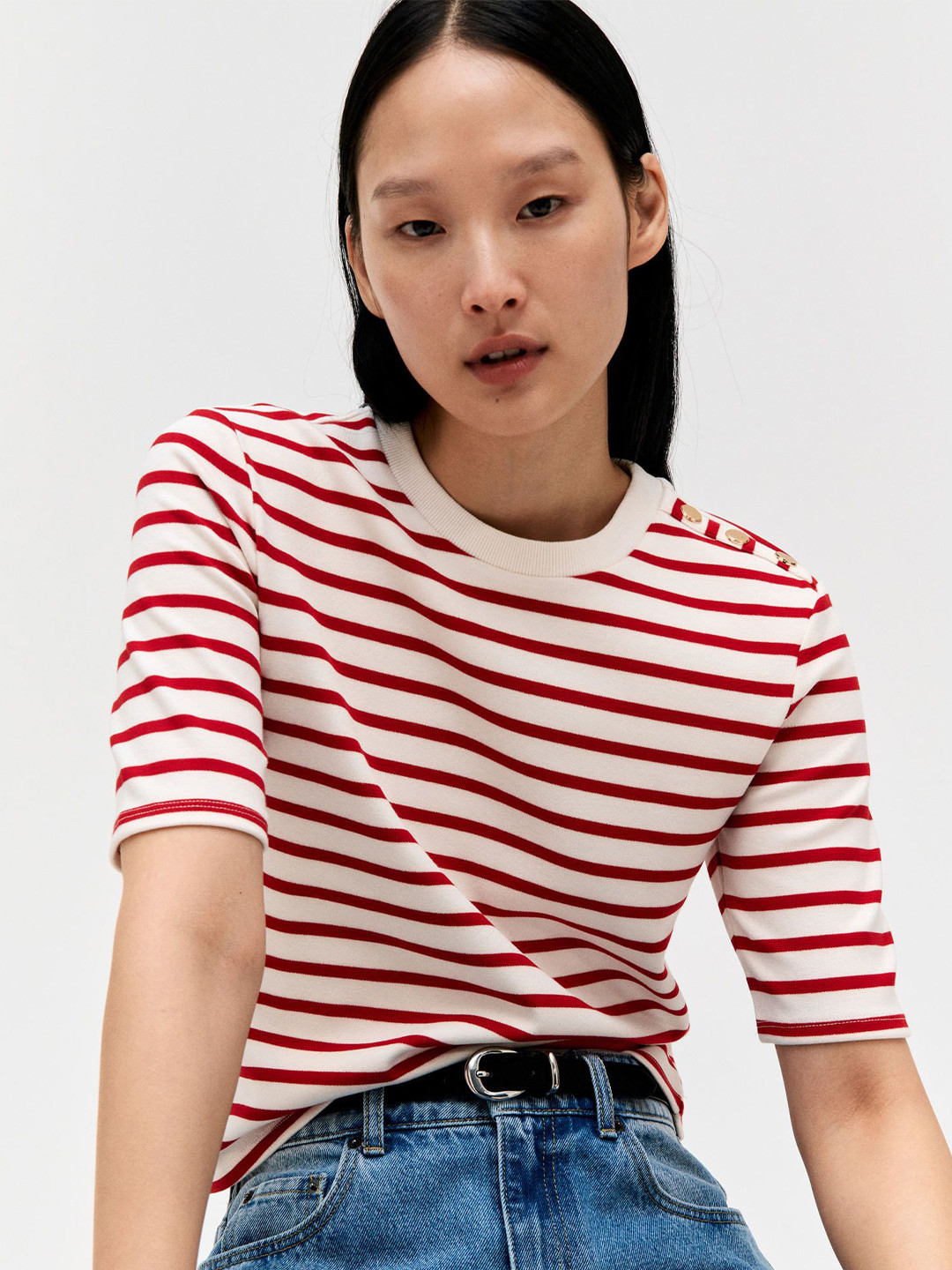 

H&M Fitted T-Shirt, Red
