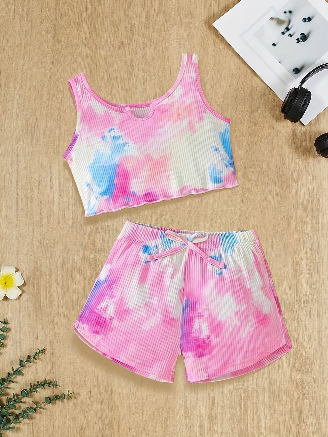 

YK Girls Dyed Top with Shorts, Pink