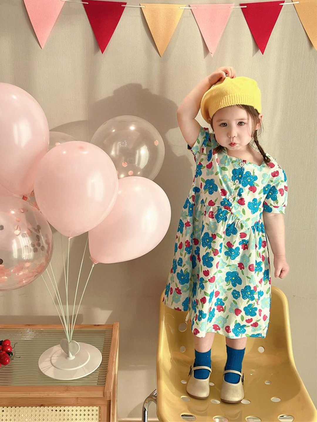 

LULU & SKY Floral Print A-Line Dress, Blue