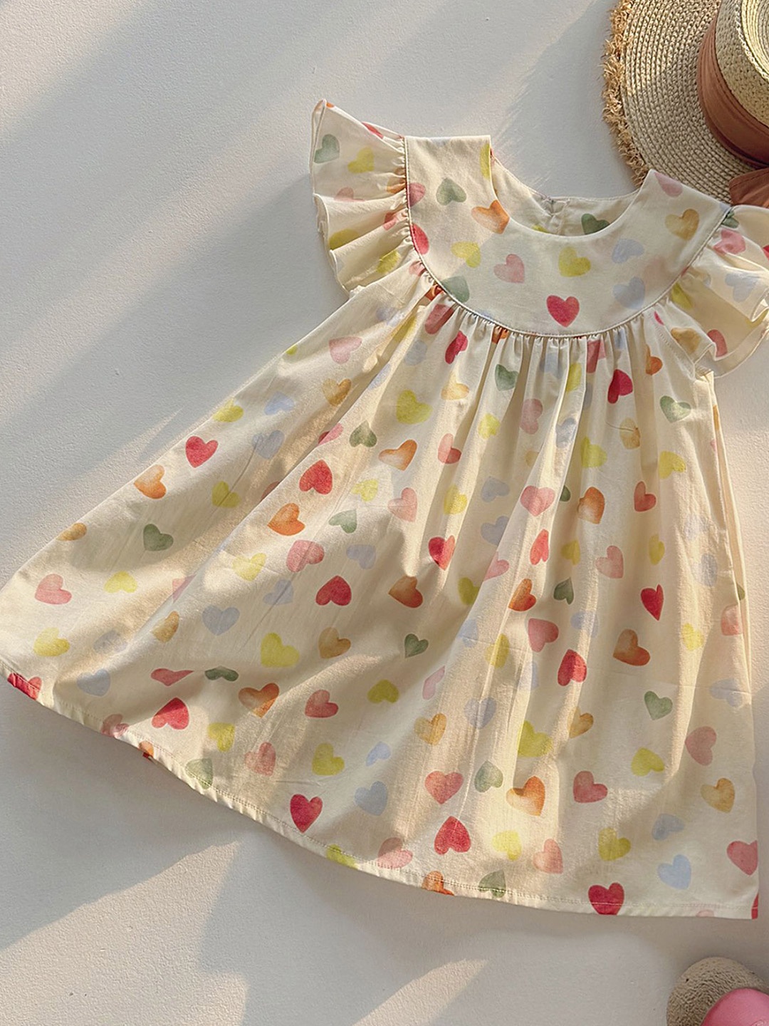 

LULU & SKY Floral Print Cold-Shoulder Fit & Flare Dress, Beige