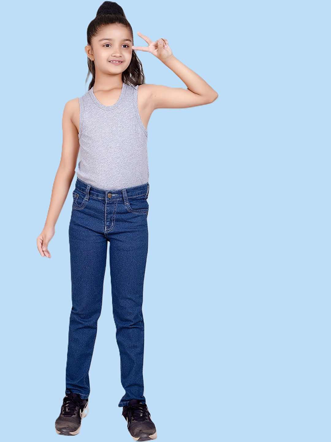 

ADBUCKS Girls Slash Knee Stretchable Jeans, Blue