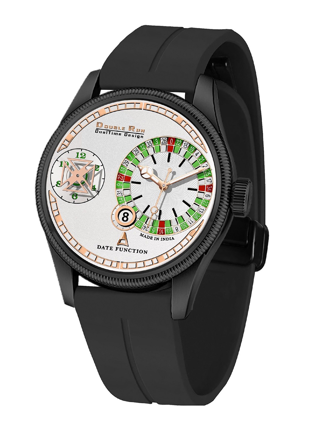 

DOUBLERUN Unisex Dial & Straps Analogue Chronograph Watch 19051, Black