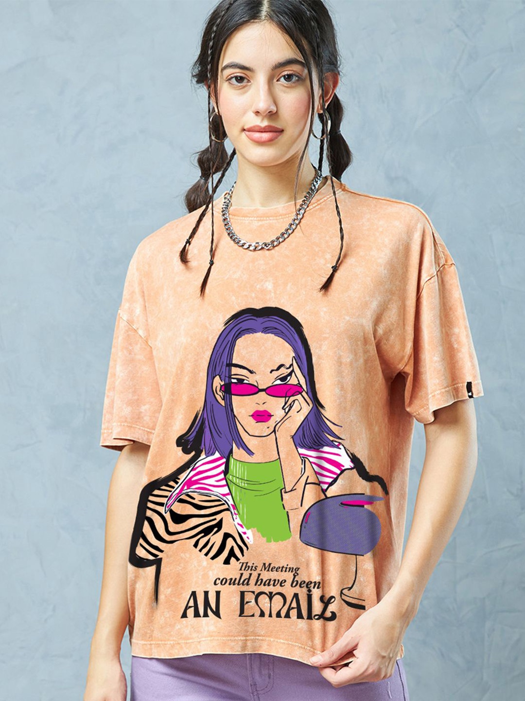 

Bewakoof Women Printed T-shirt, Orange