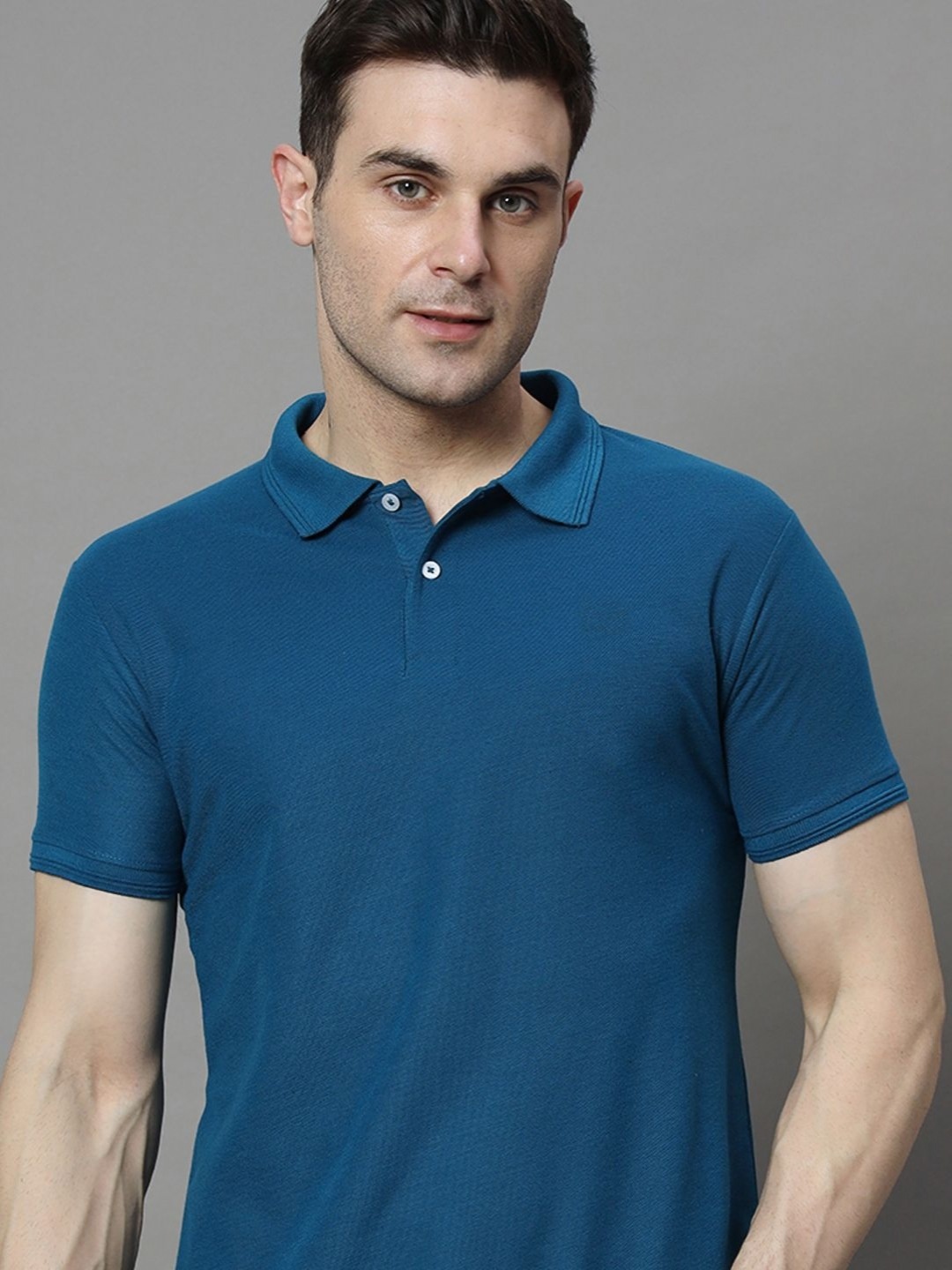 

SZN Men Polo Collar Pockets T-shirt, Teal