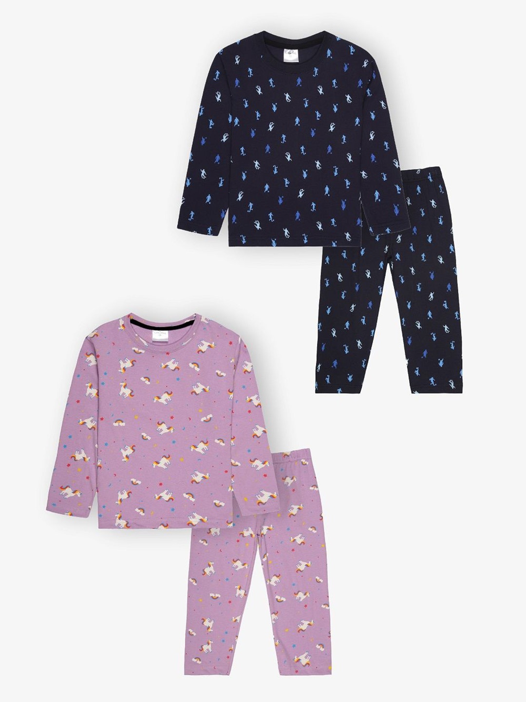 

Spiffles Boys Printed T-shirt with Trousers, Navy blue