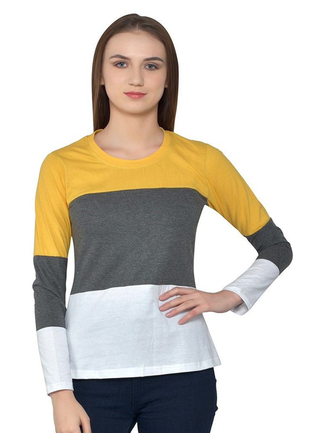 

BEYOU FASHION Women Colourblocked Pockets Slim Fit T-shirt, White