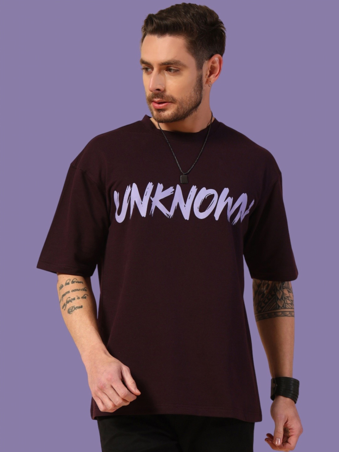 

Dogman Men Printed Bio Finish T-shirt with Mask, Purple