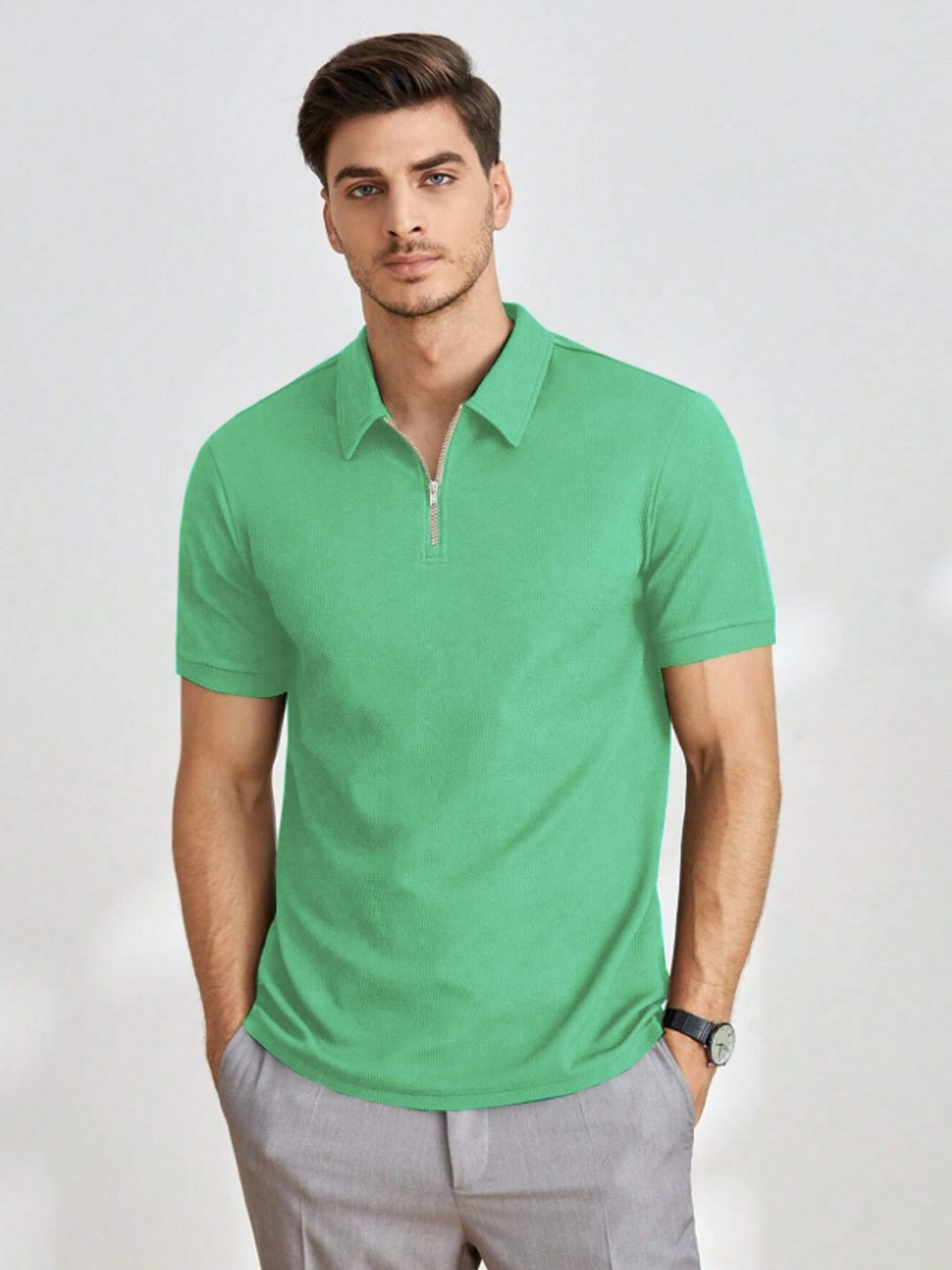 

madfrog Men Polo Collar T-shirt, Green