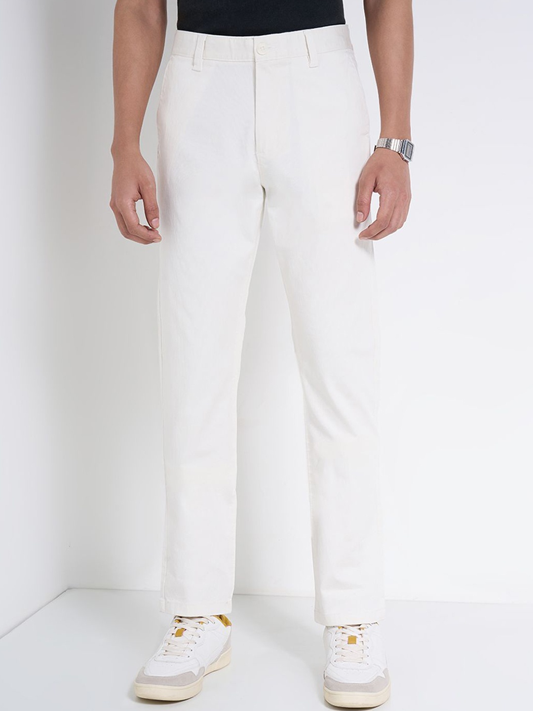 

Peregrine by Pantaloons Men Slim Fit Trousers, Off white