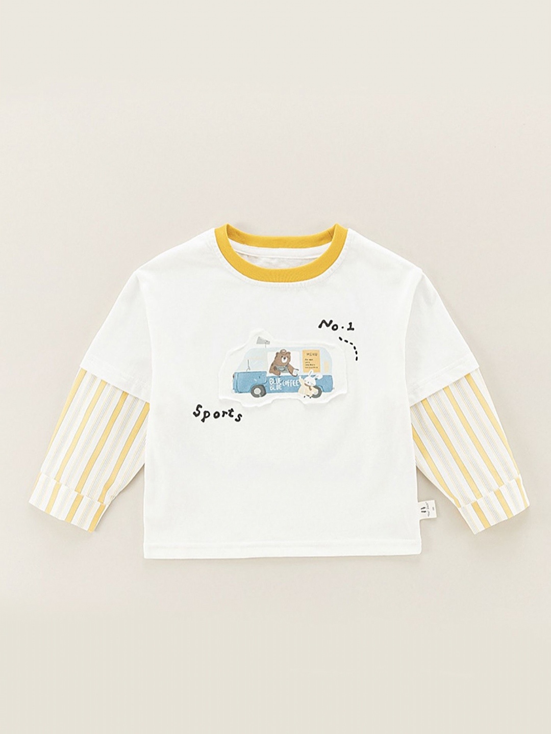 

LULU & SKY Boys Printed Organic Cotton Applique T-shirt, Yellow