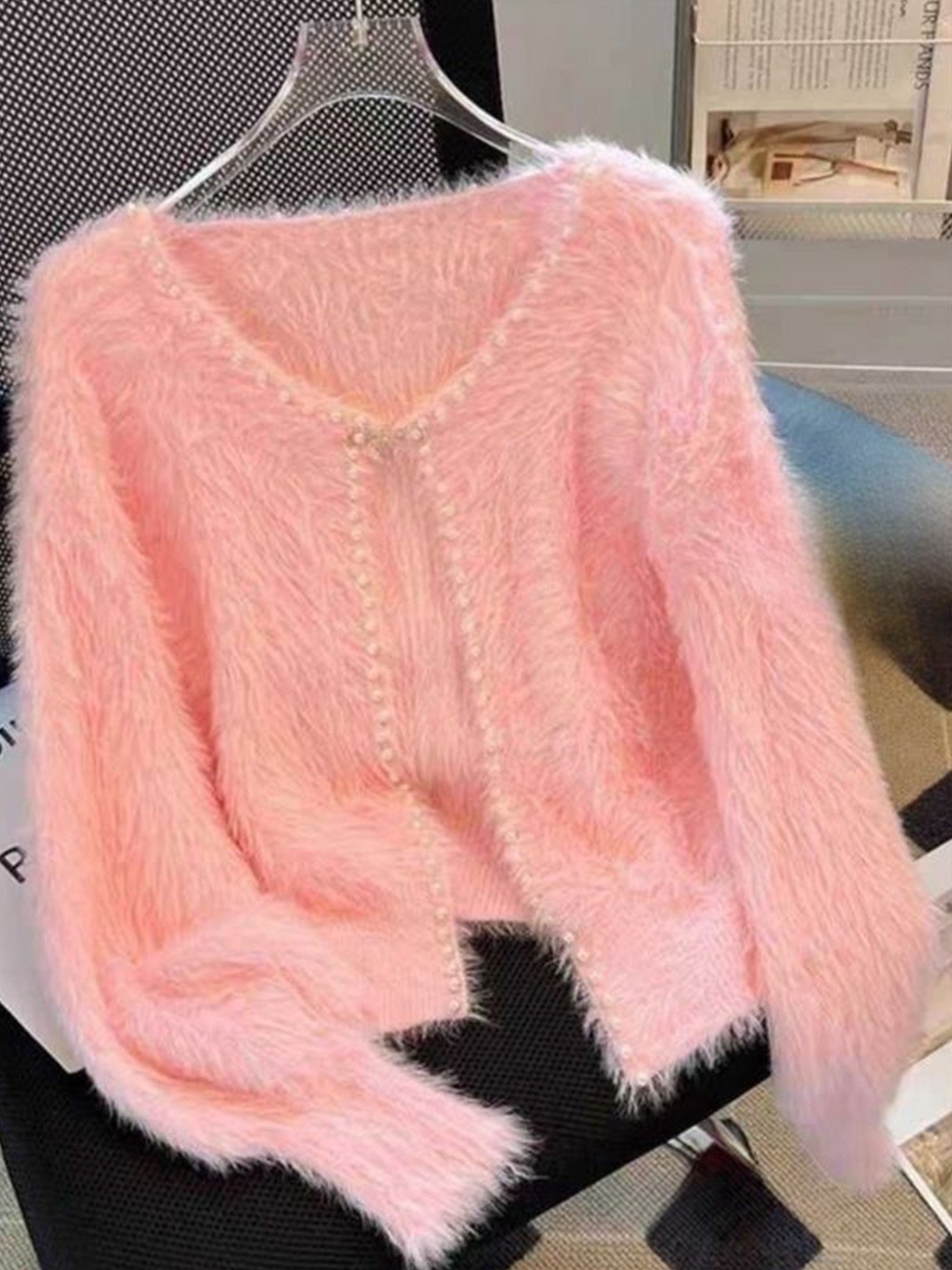 

PANKH Women Woollen Cardigan, Pink