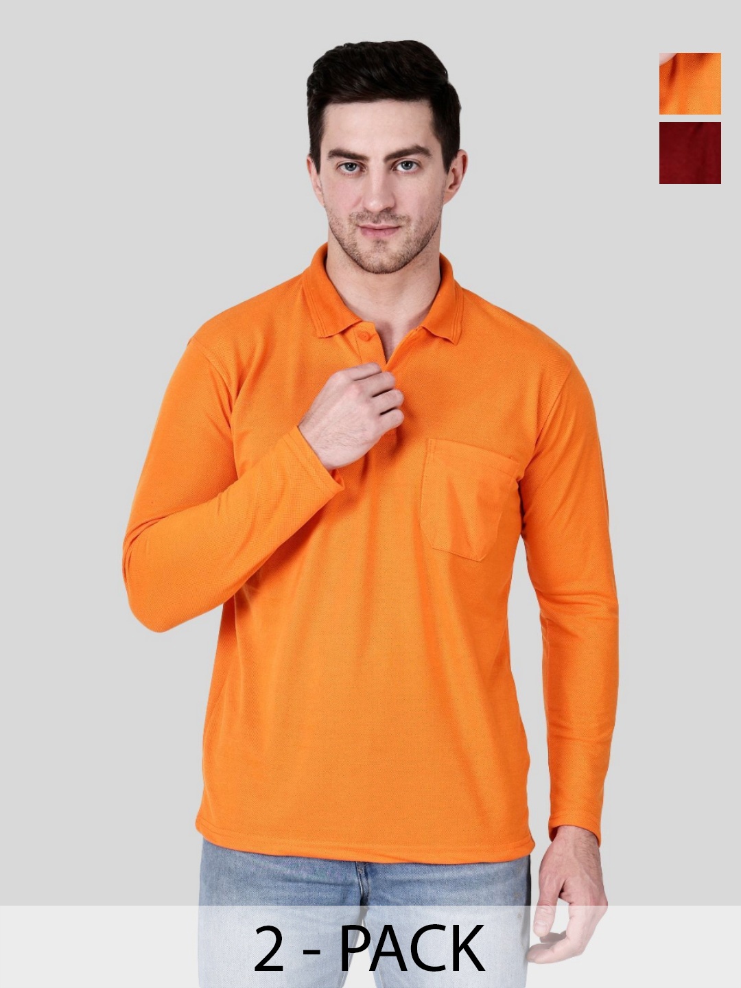 

SAIKSA FASHION Men 2 Polo Collar Pockets T-shirt, Multi