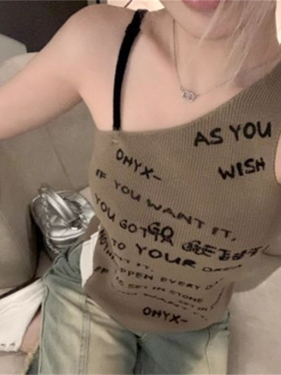 

StyleCast x Revolte Women One Shoulder Crop Top, Khaki