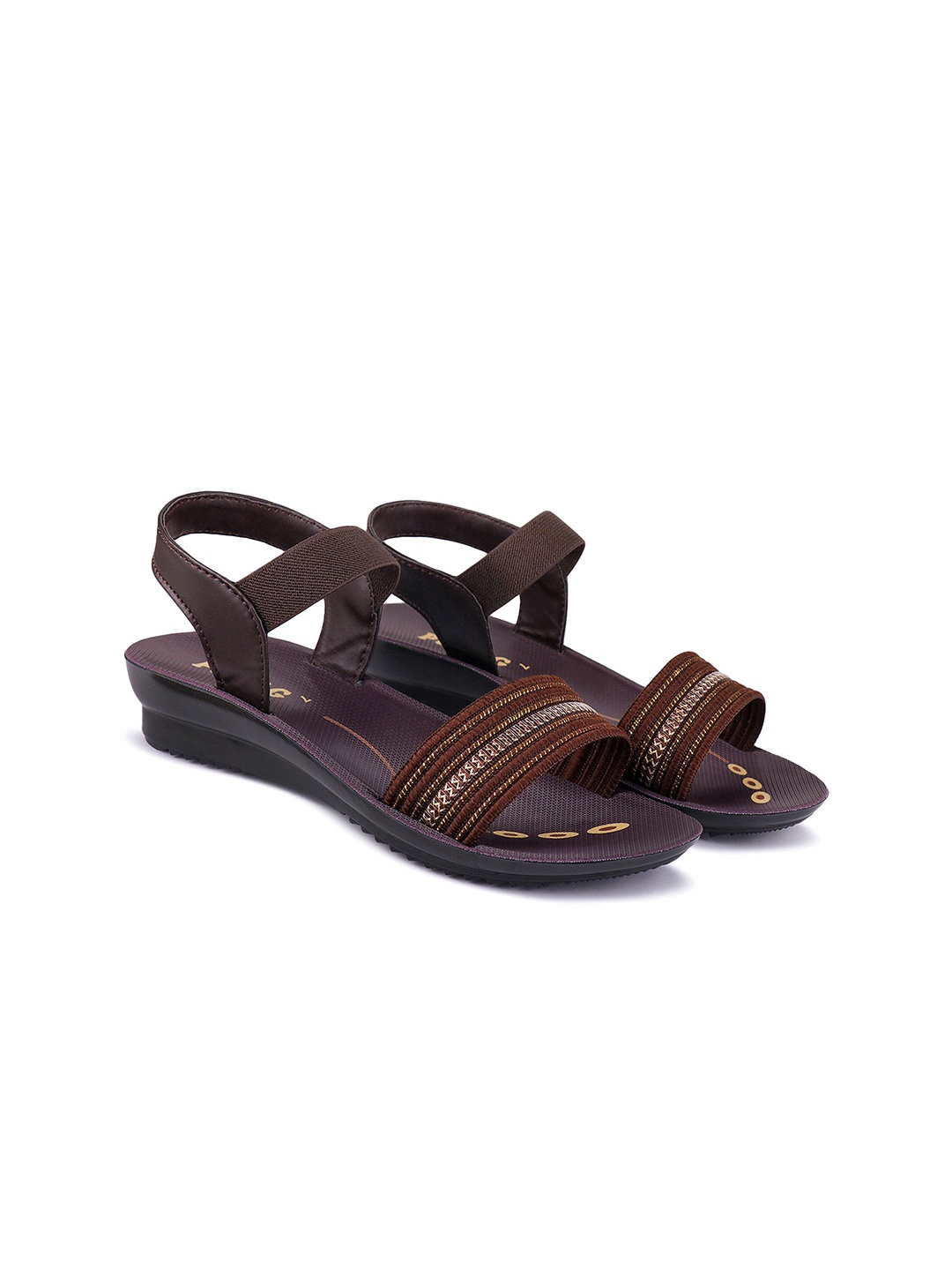 

PENNEN Women Printed Open Toe Flats, Brown