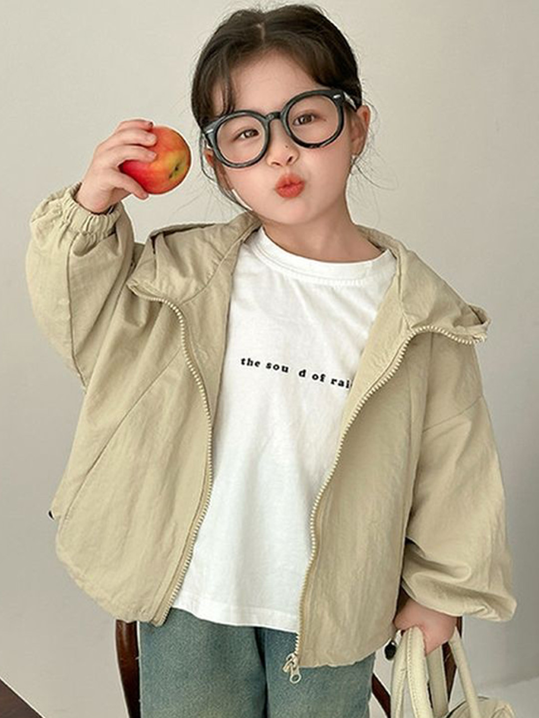 

LULU & SKY Girls Camouflage Colourblocked Polyester Crop Tailored Jacket with Embroidered, Khaki