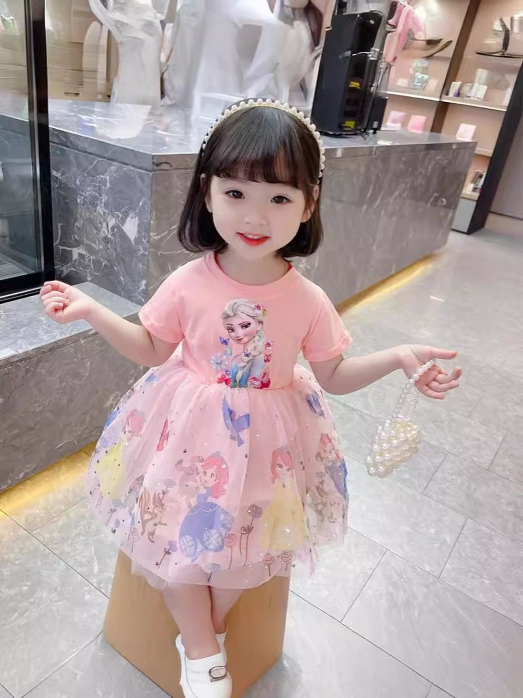 

YK Floral Print Fit & Flare Dress, Pink