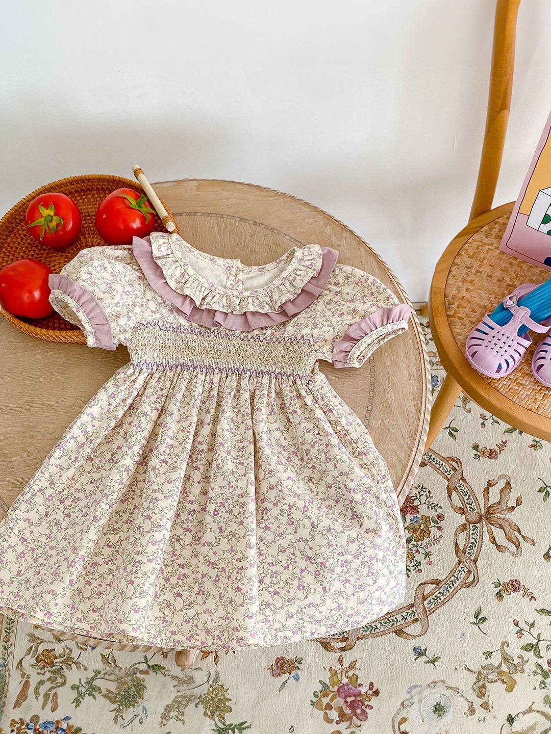 

LULU & SKY Floral Print Fit & Flare Dress, Beige