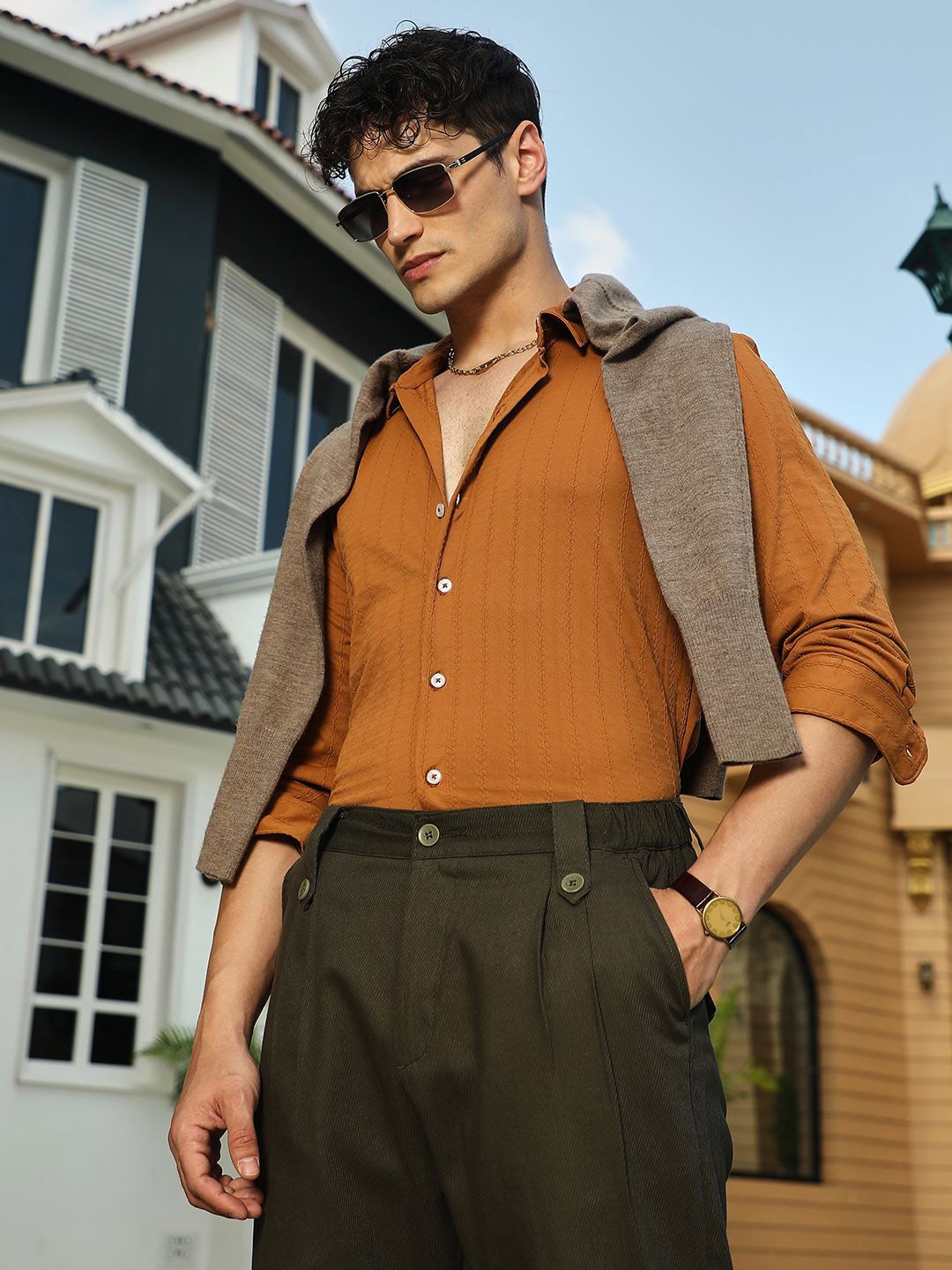 

Campus Sutra Men Classic Opaque Casual Shirt, Brown