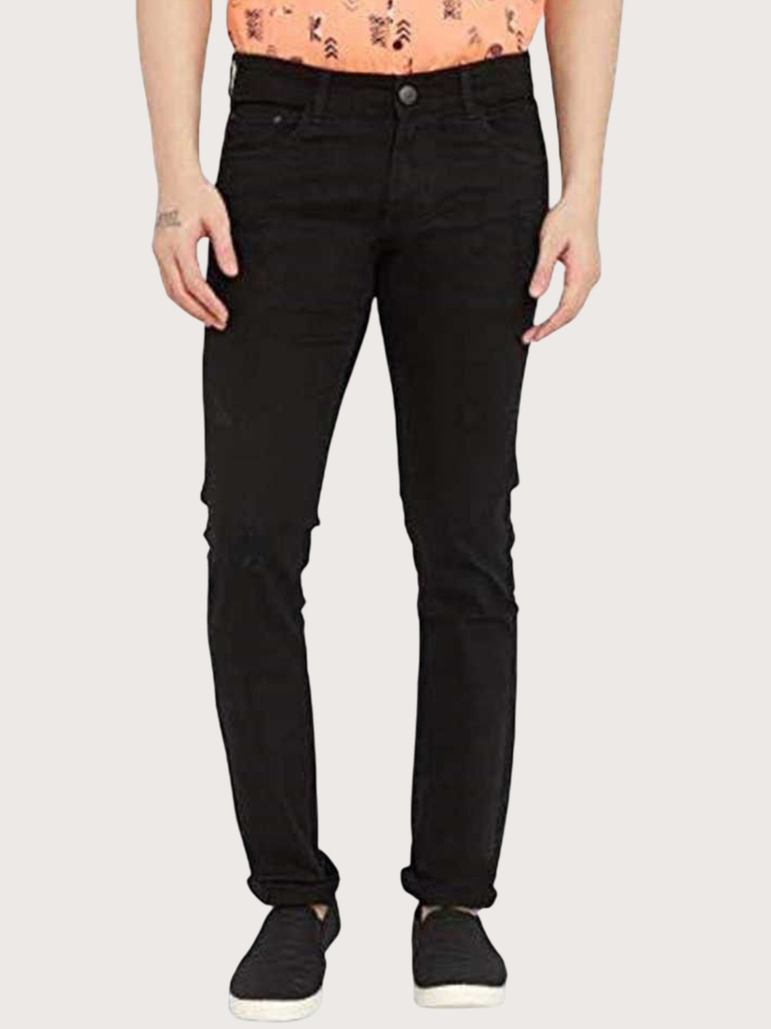 

COMFITS Men Classic Low Distress Jeans, Black