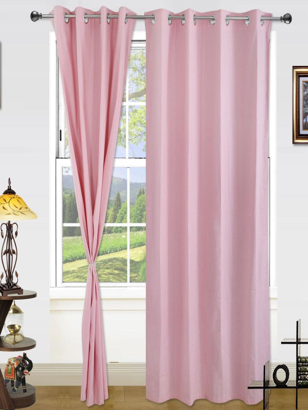 

Dekor World Pink Set of 2 Long Door Curtain