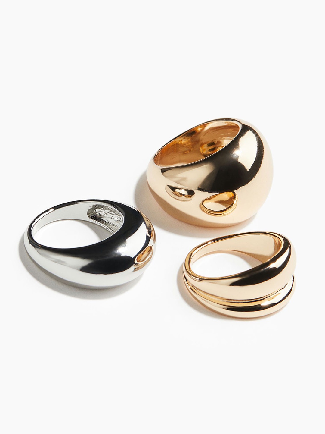 

H&M 3-Pack Chunky Rings, Gold