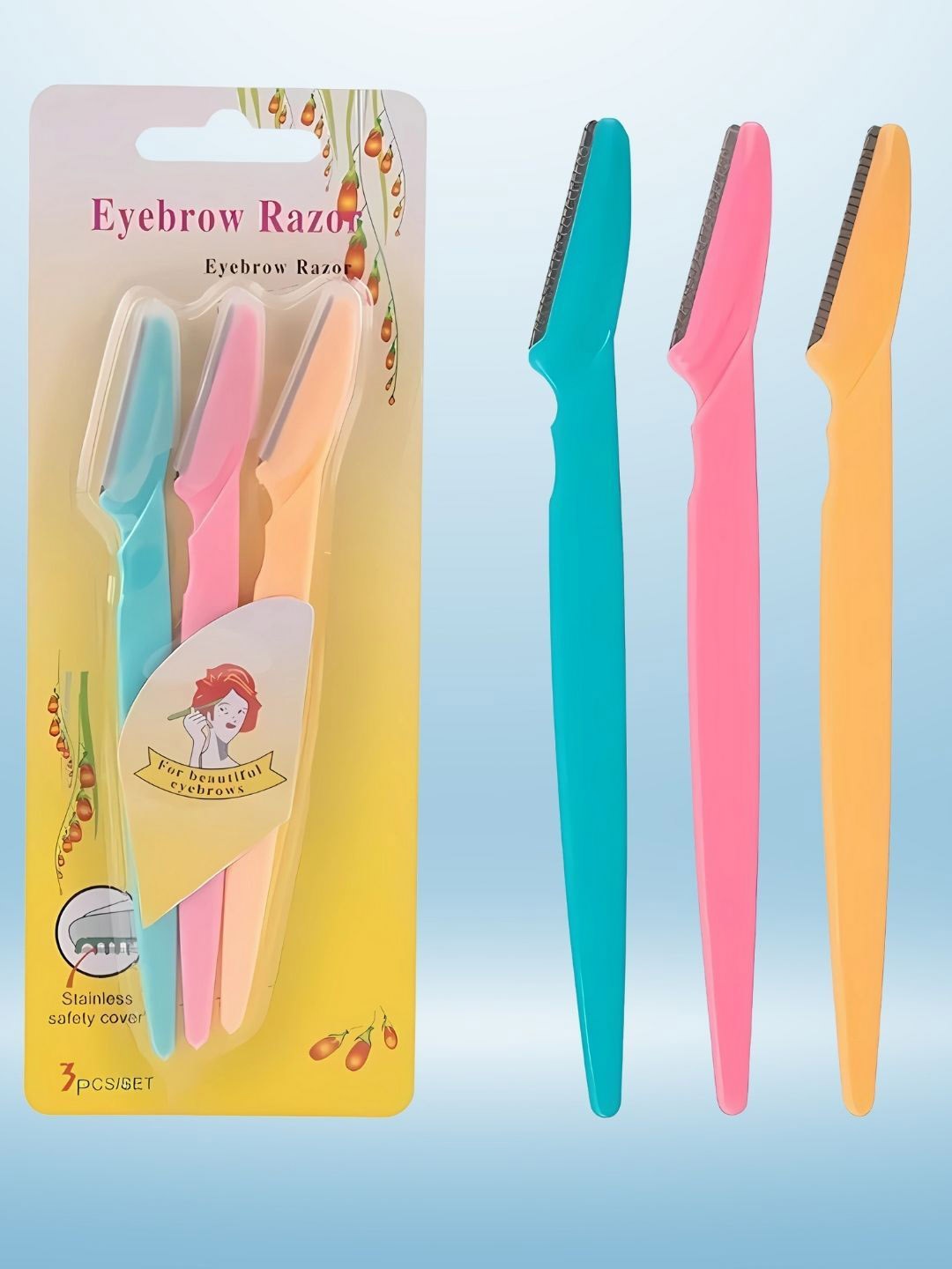 

basicare Set Of 3 Eyebrow Razor, Brown