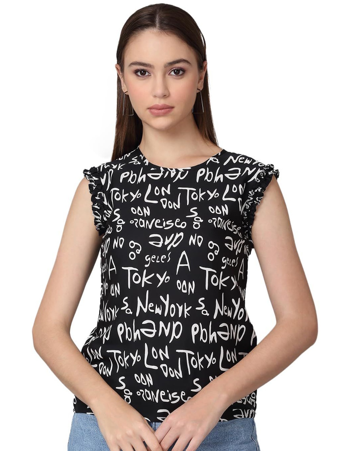 

SZN Print Top, Black