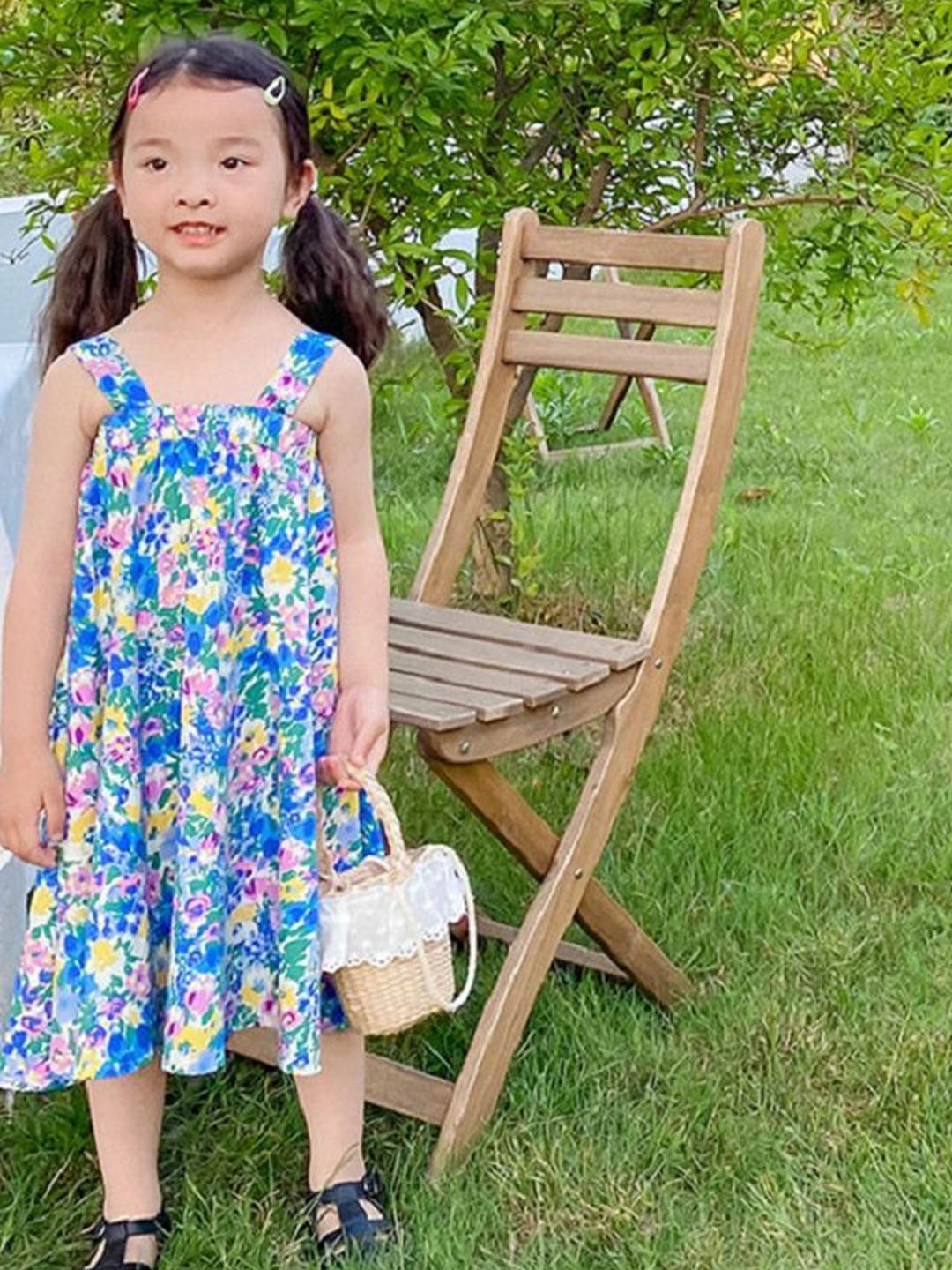 

LULU & SKY Floral Print A-Line Dress, Blue