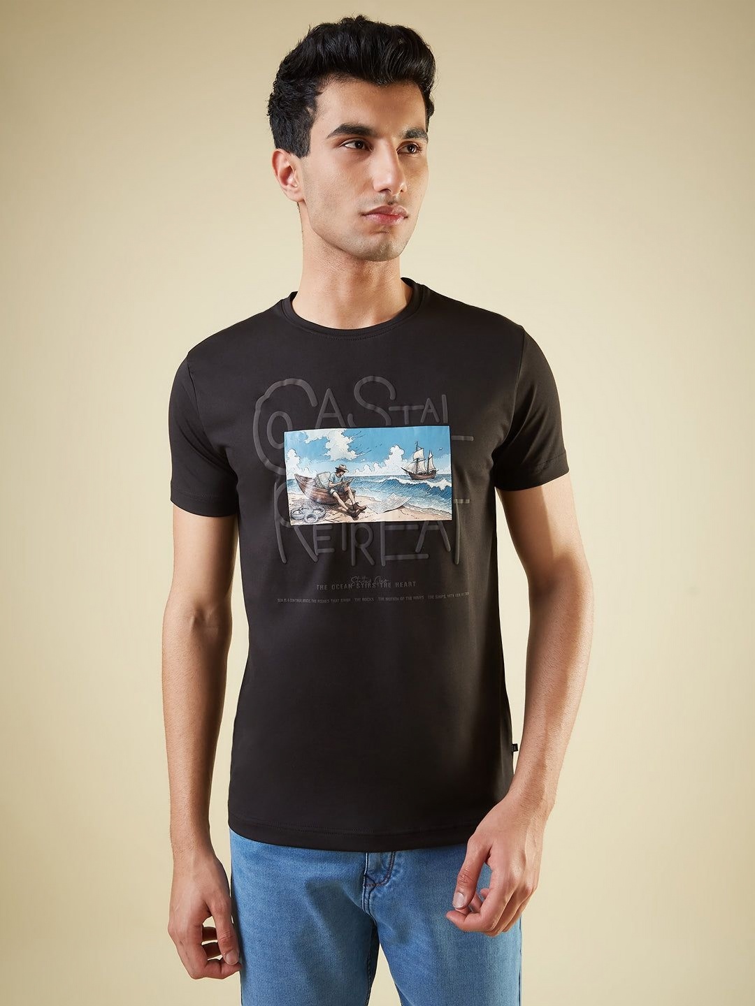 

Status Quo Men Printed Applique T-shirt, Black