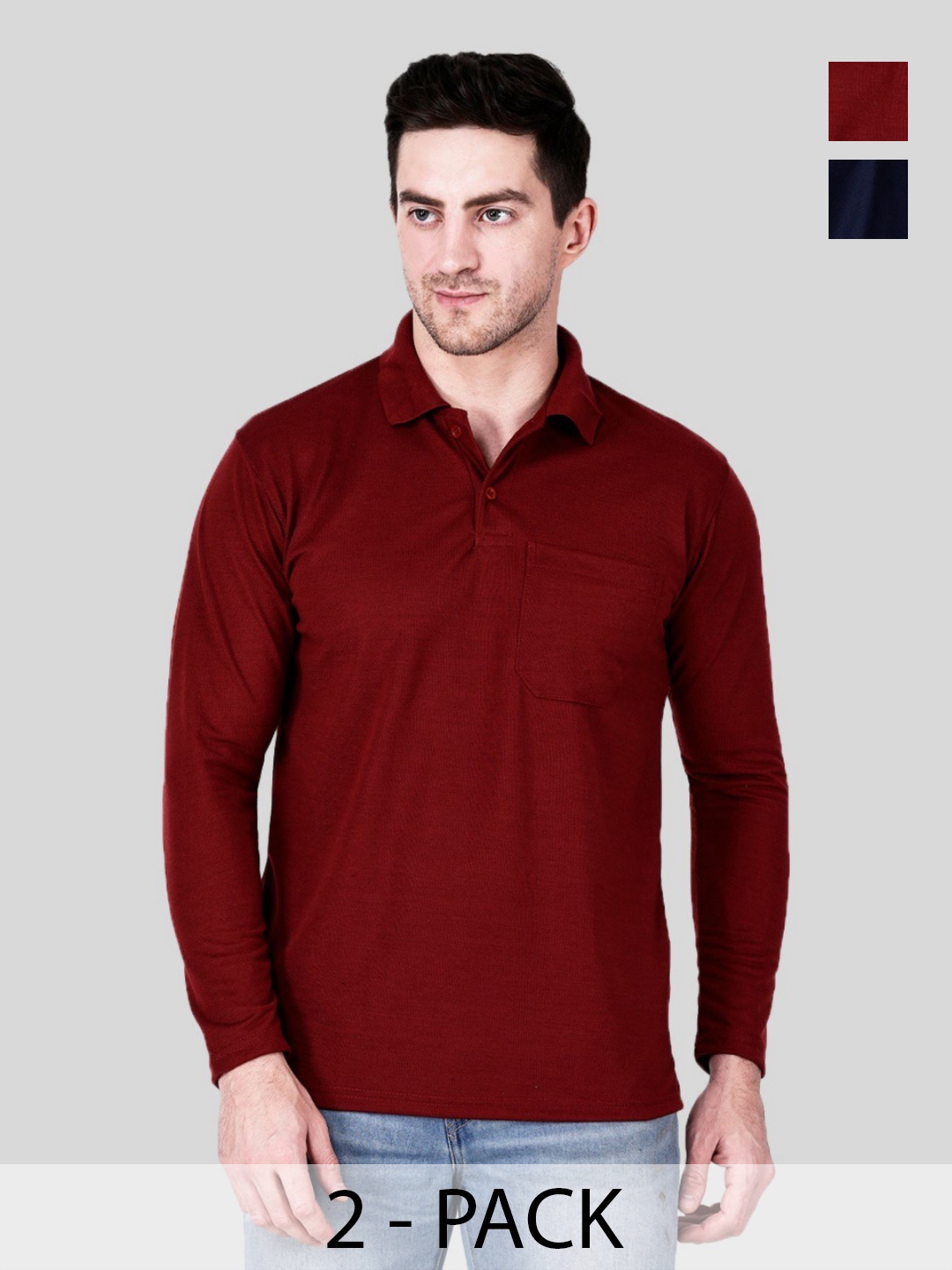 

SAIKSA FASHION Men 2 Polo Collar Pockets T-shirt, Multi