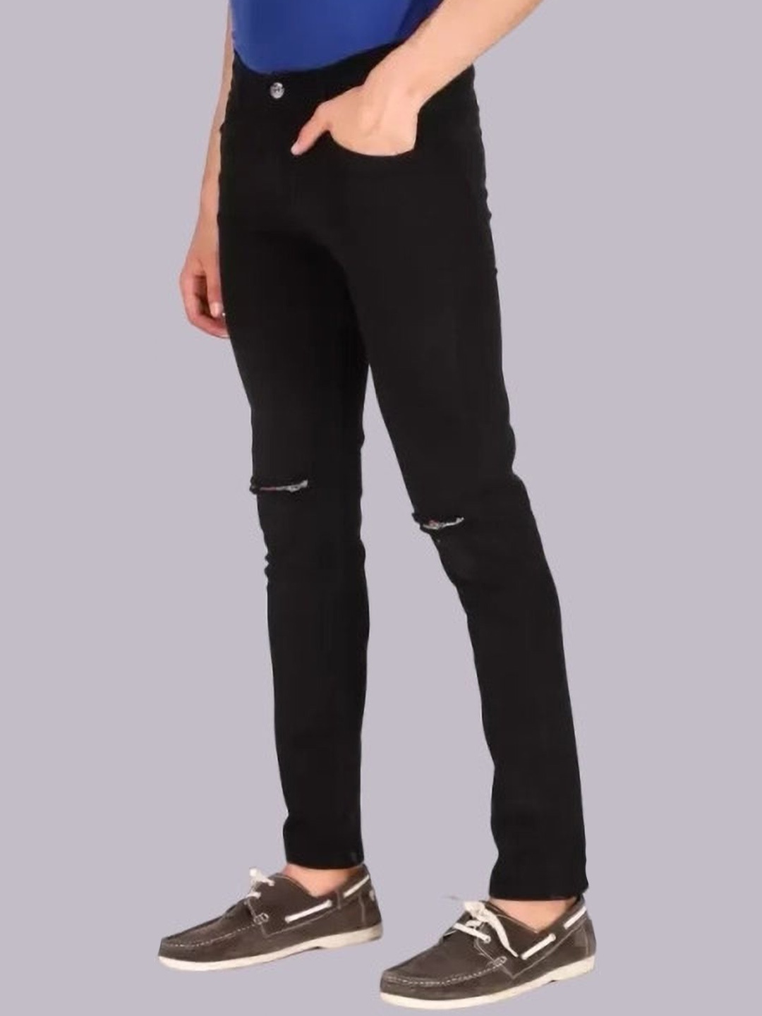 

COMFITS Men Classic Slash Knee Stretchable Jeans, Black