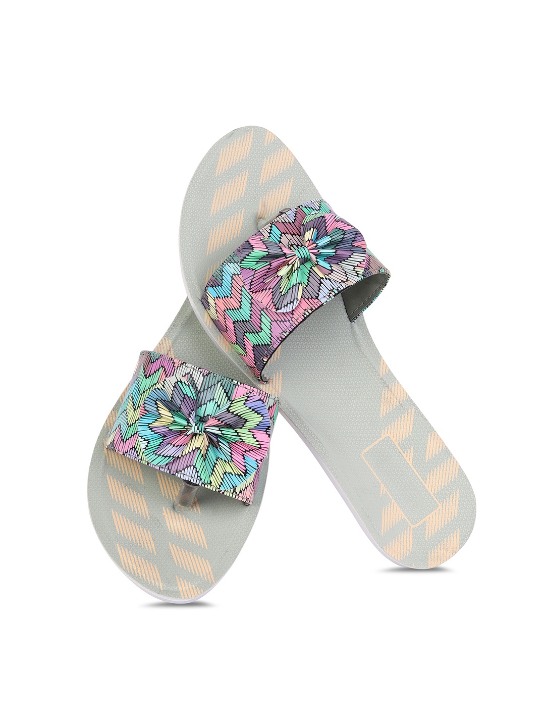 

PENNEN Women Printed Sliders, Grey