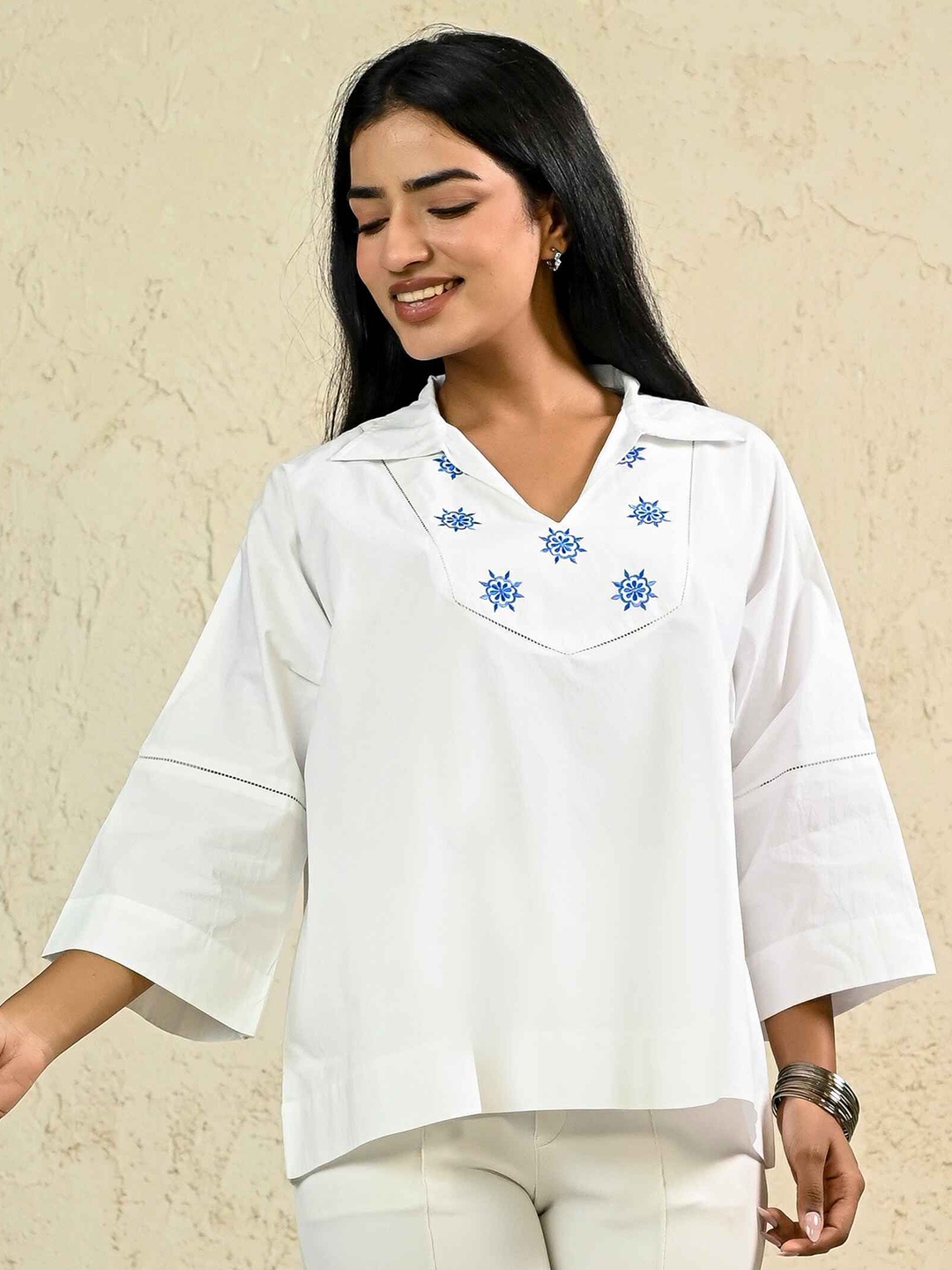 

INAAYA JAIPUR Cotton Top, White