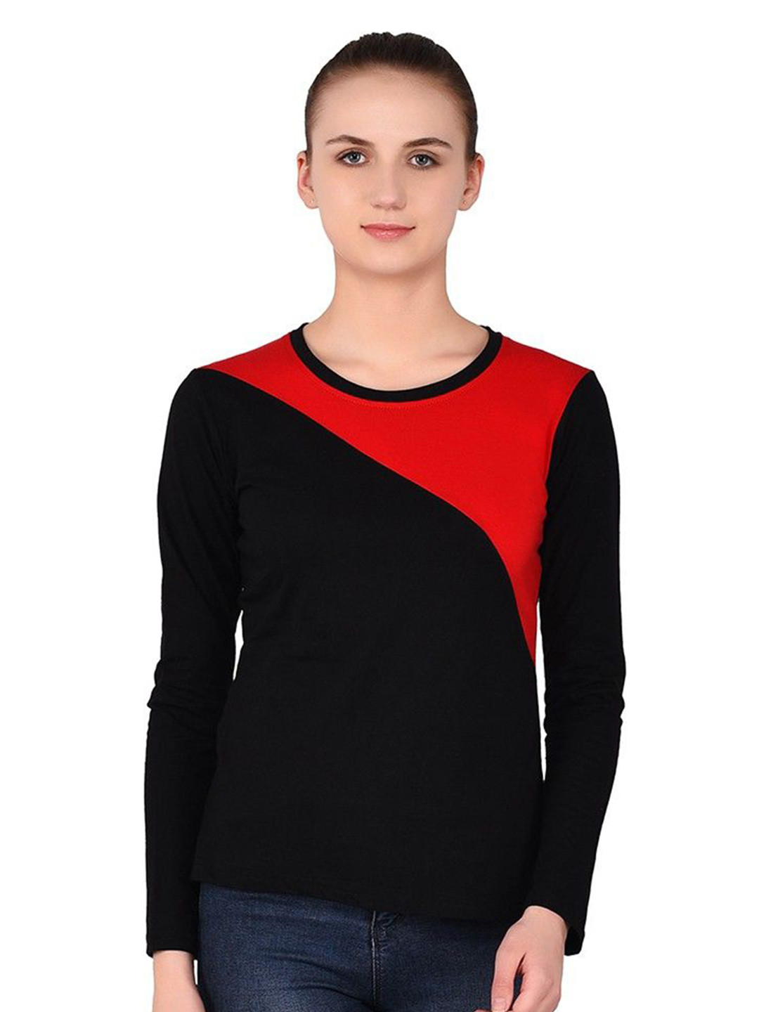 

BEYOU FASHION Women Colourblocked Pockets Slim Fit T-shirt, Red