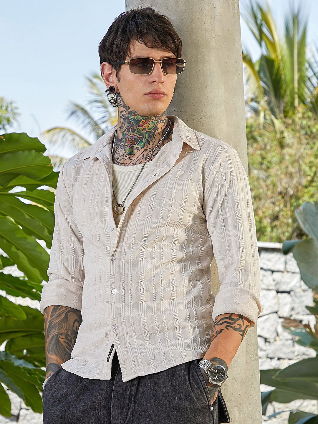 

Campus Sutra Men Classic Opaque Casual Shirt, Beige