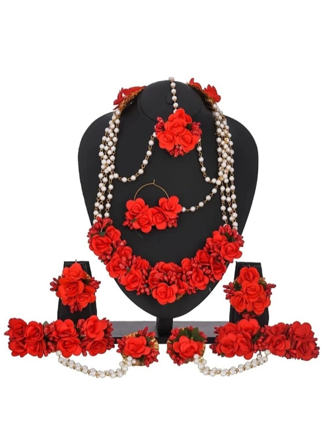 

BALIKA VADHU Blooming Elegance & Beaded Flower Jewellery Set, Gold