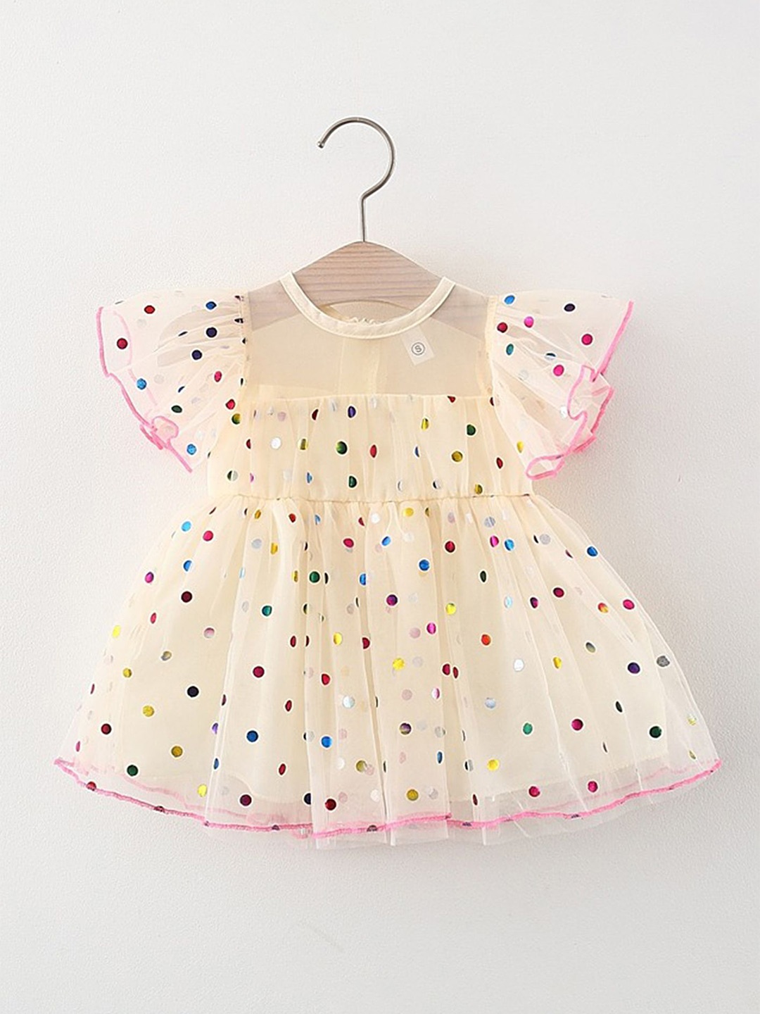 

LULU & SKY Polka Dot Print Flared Sleeve Fit & Flare Dress, Yellow
