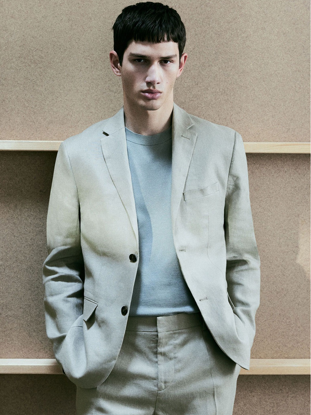 

H&M Slim Fit Linen Jacket, Green