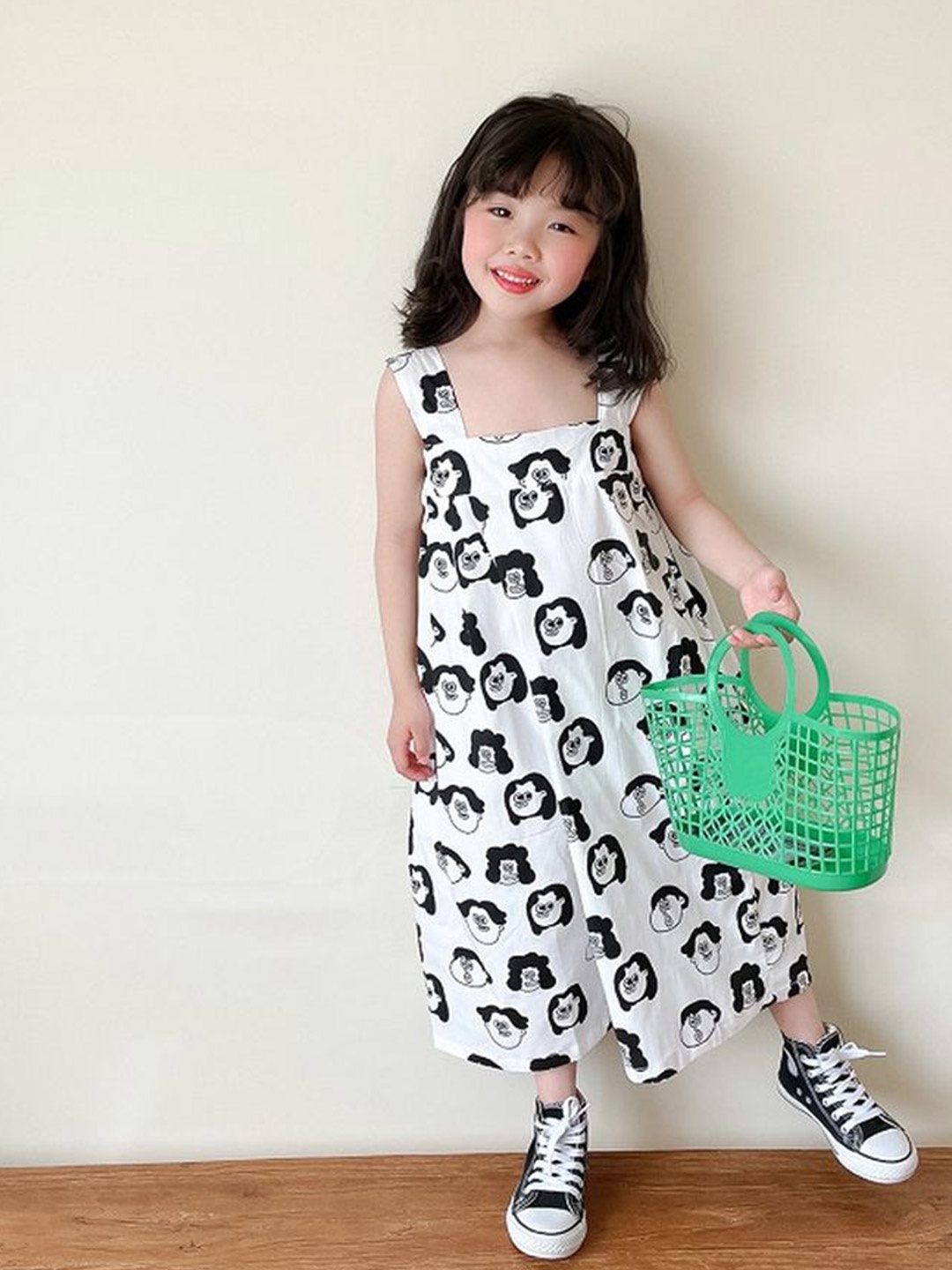 

LULU & SKY Girls Printed Basic Jumpsuit, White