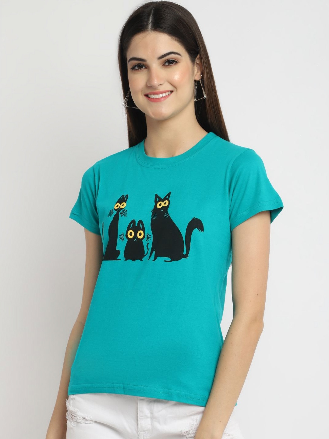 

Dreambe Women Typography Printed T-shirt, Teal