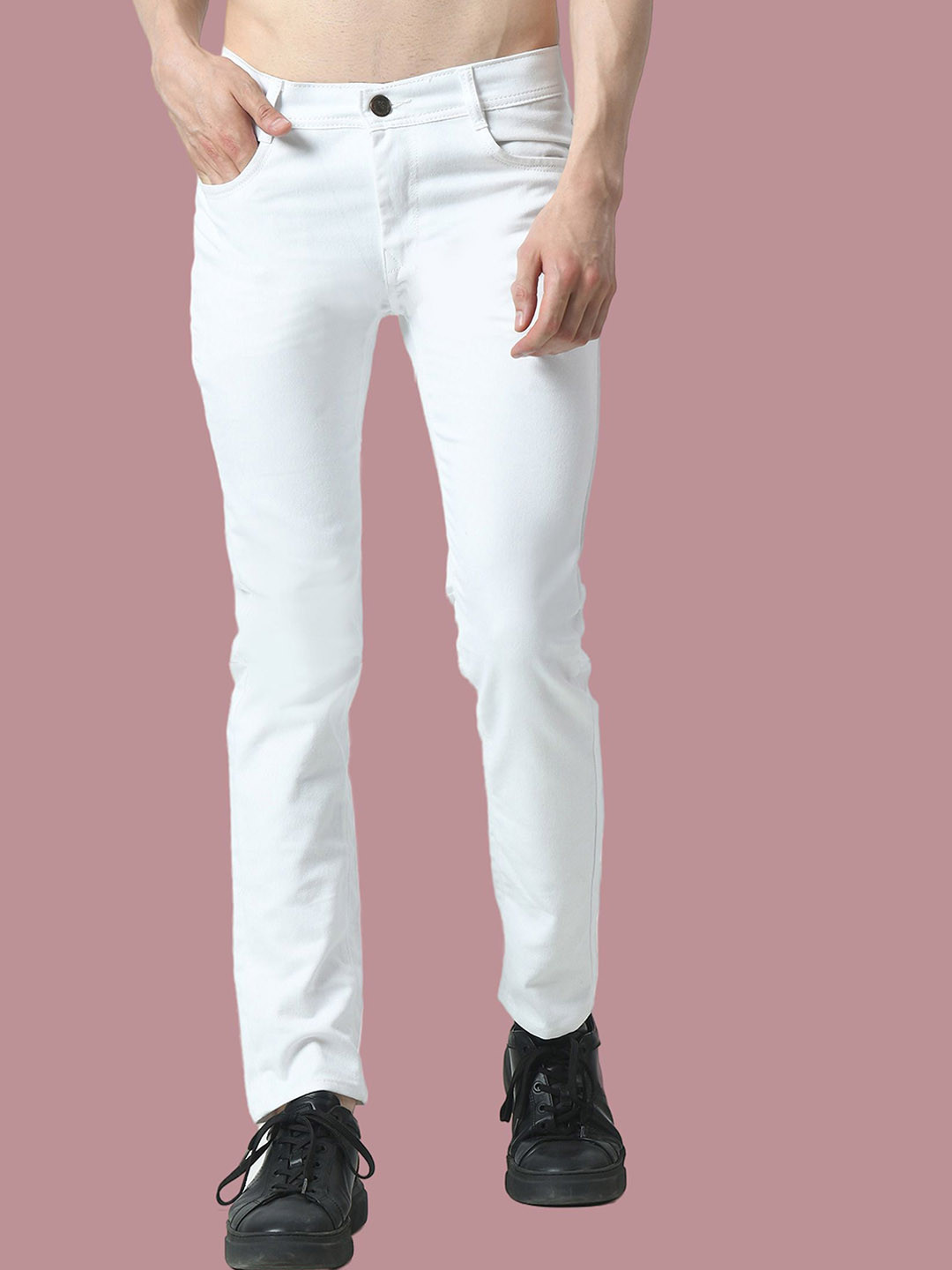

COMFITS Men Classic Slash Knee Stretchable Jeans, White