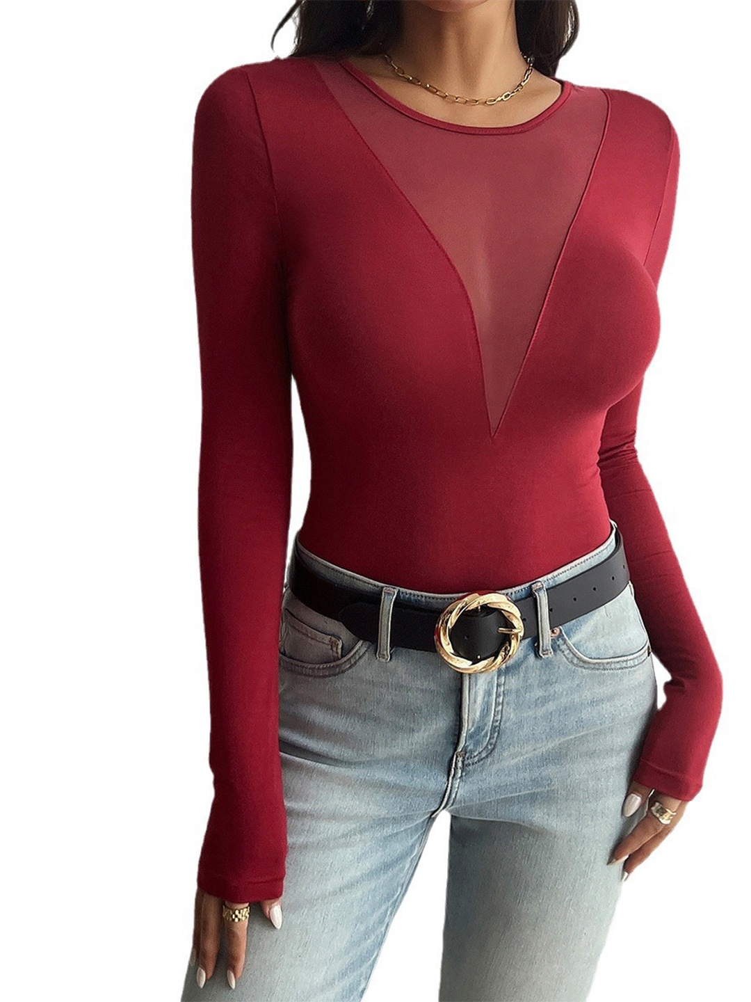 

StyleCast x Revolte Women Chiffon Fitted Top, Maroon