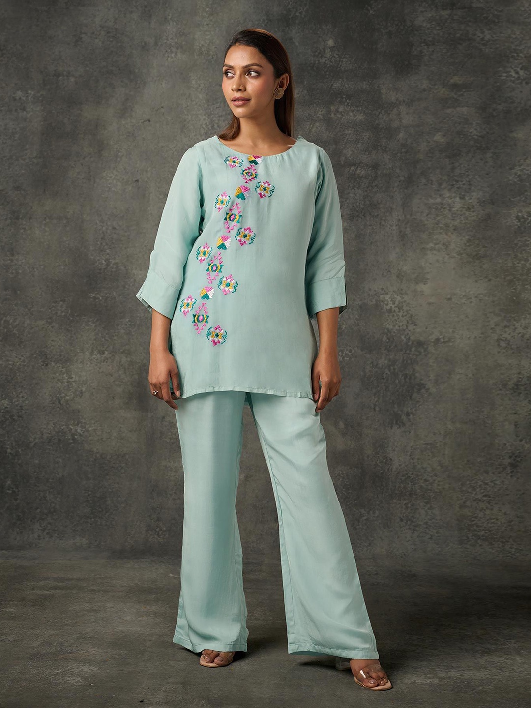 

Phulkari Forever Embellished Embroidered Top, Blue