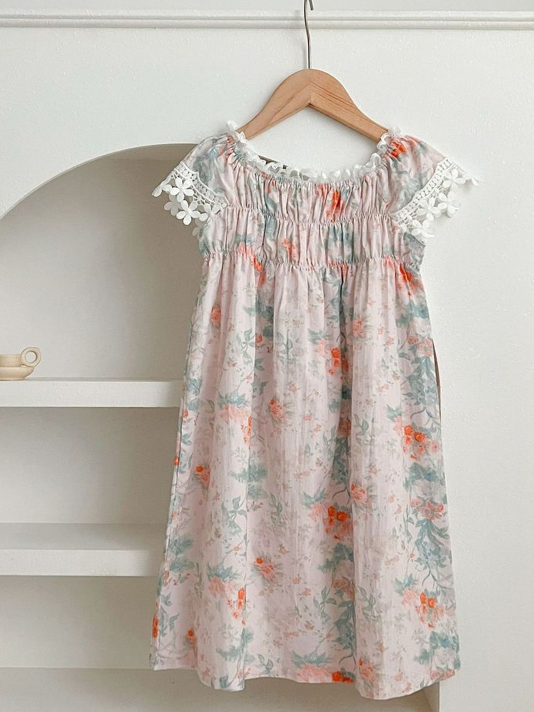 

LULU & SKY Floral Print Flutter Sleeve A-Line Dress, Purple