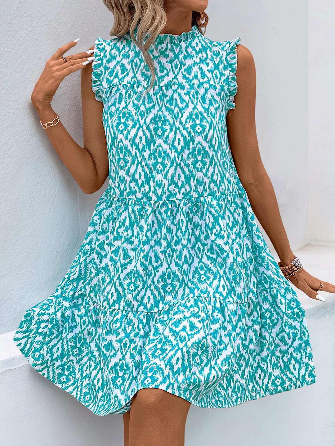 

StyleCast x Revolte Ethnic Motifs Print A-Line Midi Dress, Blue